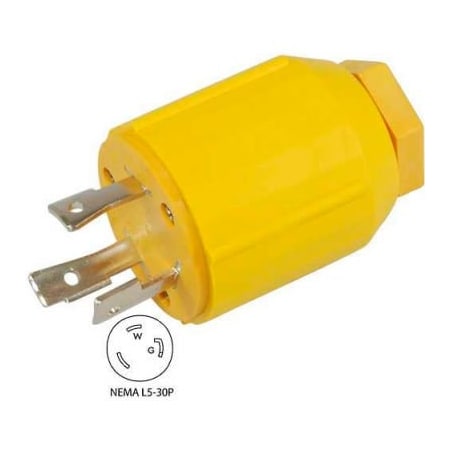Conntek Conntek 60311-YW, 30-Amp Locking Assembly Plug with NEMA L5-30P Male End, 2 Pole- 3 Wire 60311-YW